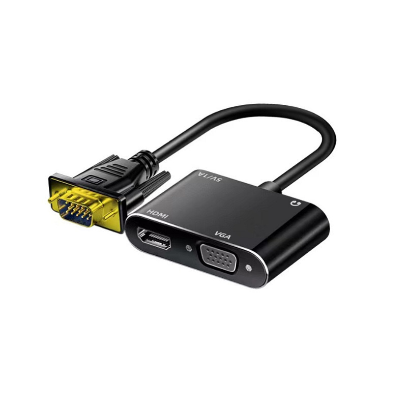 工場直販 VGA to HDMI+VGA 2in1 同時出力変換アダプター VGA to HDMI ビデオ変換ケーブル 108|undefined