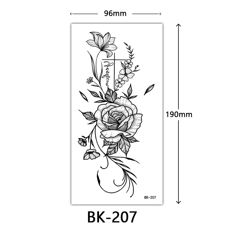 Tatuaje Temporal de Flores Boceto de Papel de Transferencia al Agua, Impresión por Transferencia de Agua, para Cuerpo image 213