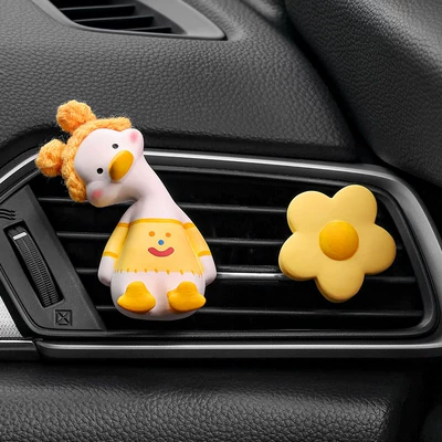 Conditioner Vent Decoration Diffuser – Car Perfume Aromatherapy - yellow-bunny-duck-yellow-flower-air-vent-includes-1-bottle-of-fragrance-standard