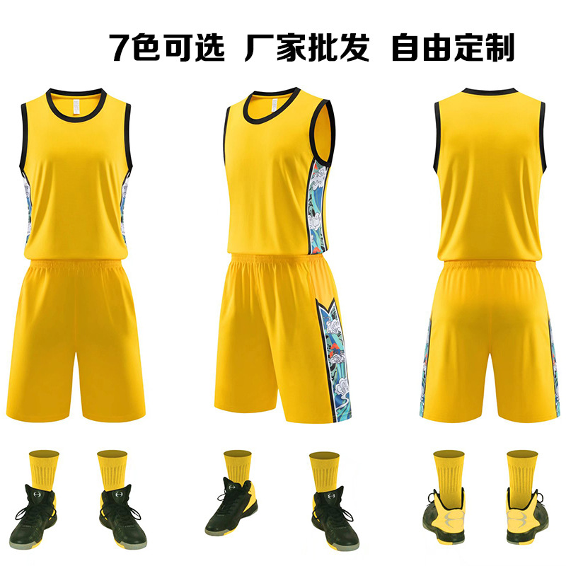 Fast wholesale competition training team uniform basketball uniform suit printing printed basketball uniform suit adult children's jersey
