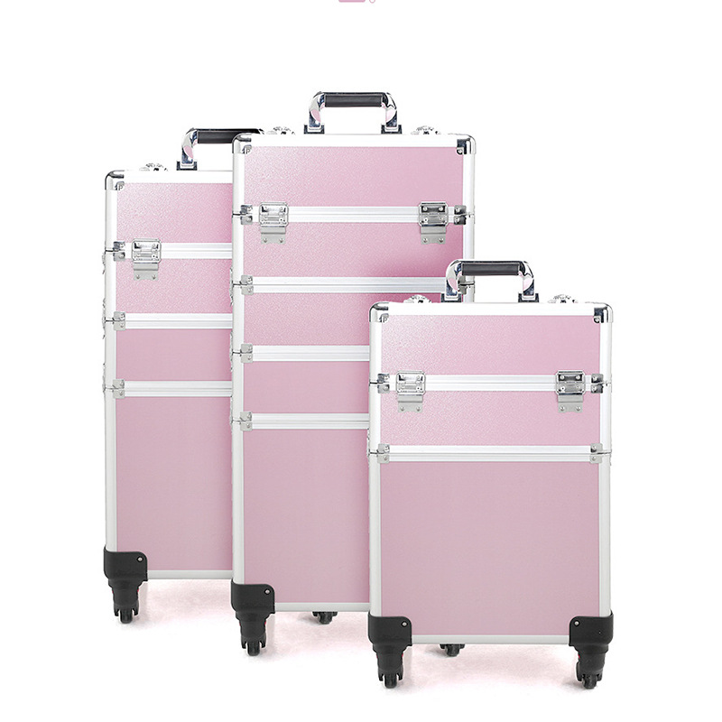 Caja de herramientas de manicura varilla de tracción de gran capacidad talón de maquillaje bordado belleza multicapa de almacenamiento profesional caja de maquillaje cepillo de maquillaje portátil