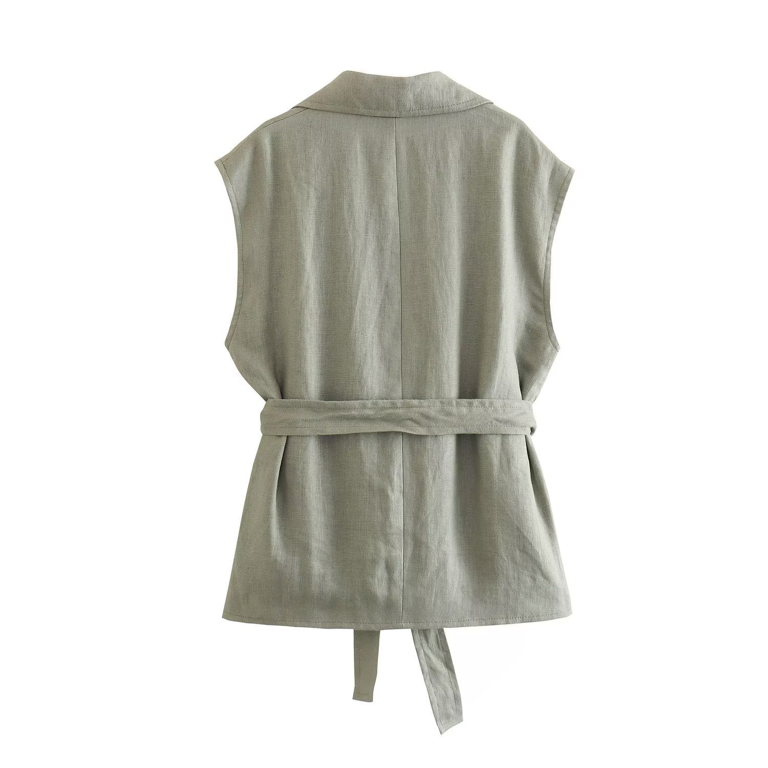 637g Weight Sleeveless Sleeve Length Linen Fabric Type Pants Sets Sets Type 2 Pieces Set Quantity Daily, Street Occasion Turndown Neckline Regular Fit Fit Type Solid Color Pattern Summer, Spring Season Women's Gender Streetwear Style Daily Street Women's Streetwear Solid Color Linen Pants Sets Pants Sets 2