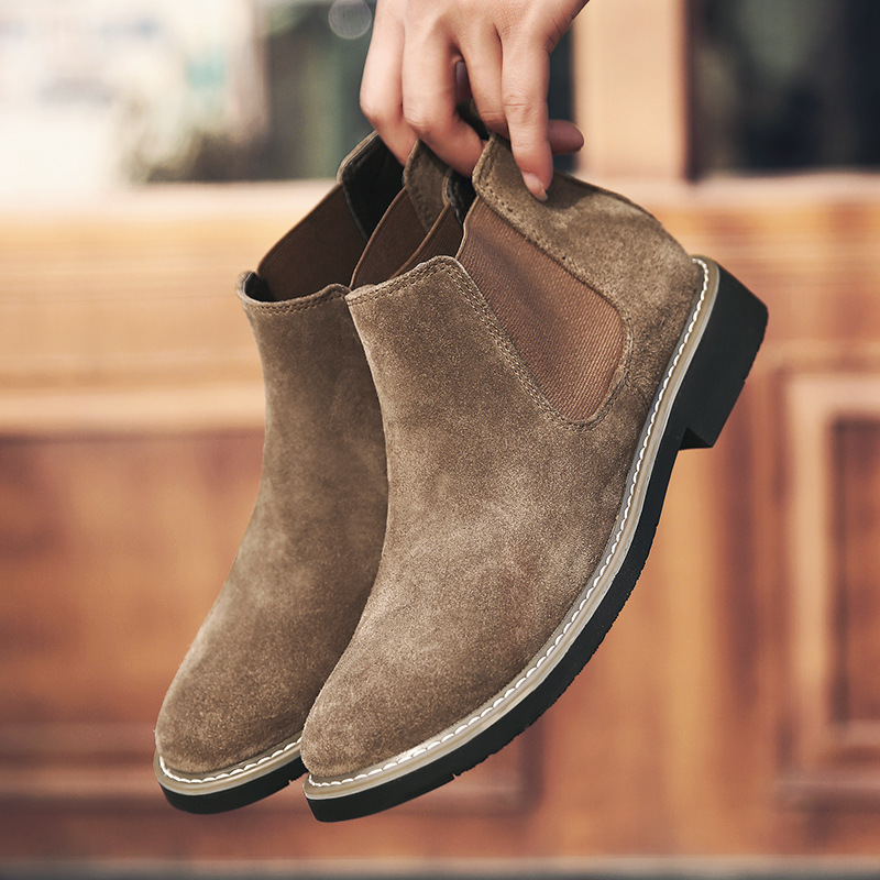 Chelsea Boots Autumn and Winter Men's New Fashionable Men's Fashion Warm fleece-lined Korean Style Martin Boots Fleece Casual Leather Boots
