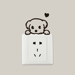 Foreign Trade Cute Puppy Switch Decal Living Room Entrance Dorm Home Decor Wall Sticker Self Adhesive Wholesale Cross-border