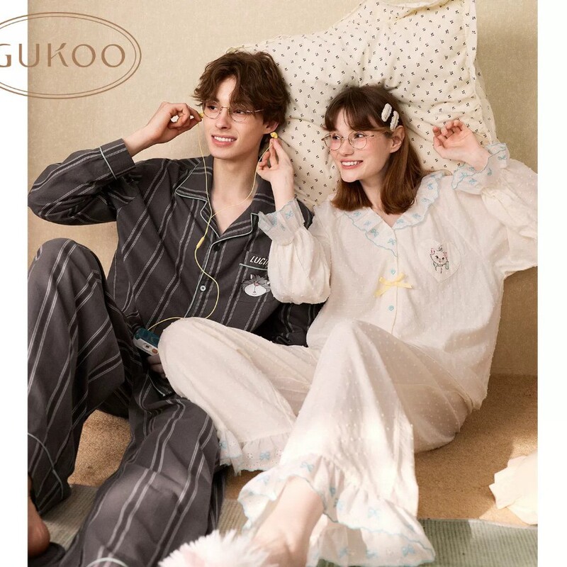 Couple's pajamas for Qixi Festival, same style as Guoke, women's spring and autumn Marie Cat 2026 new cartoon pure cotton home wear set Couple's pajamas for Qixi Festival, same style as Guoke, women's spring and autumn Marie Cat 2026 new cartoon pure cotton home wear set