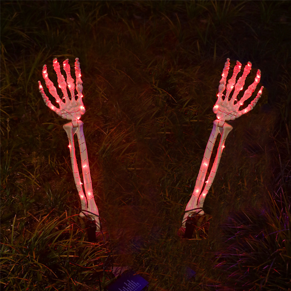 Inserción de Halloween de mano luminosa esqueleto conjunto de accesorios de decoración de patio LED de mano luminosa inserción