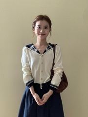 2025巨美早秋季新款长袖针织开衫女学院风外搭毛衣韩系短外套