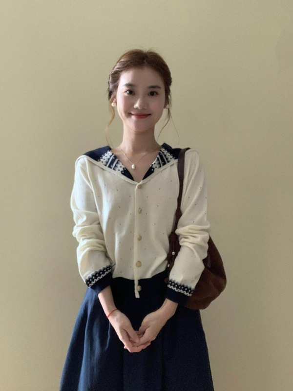 2025巨美早秋季新款长袖针织开衫女学院风外搭毛衣韩系短外套|undefined