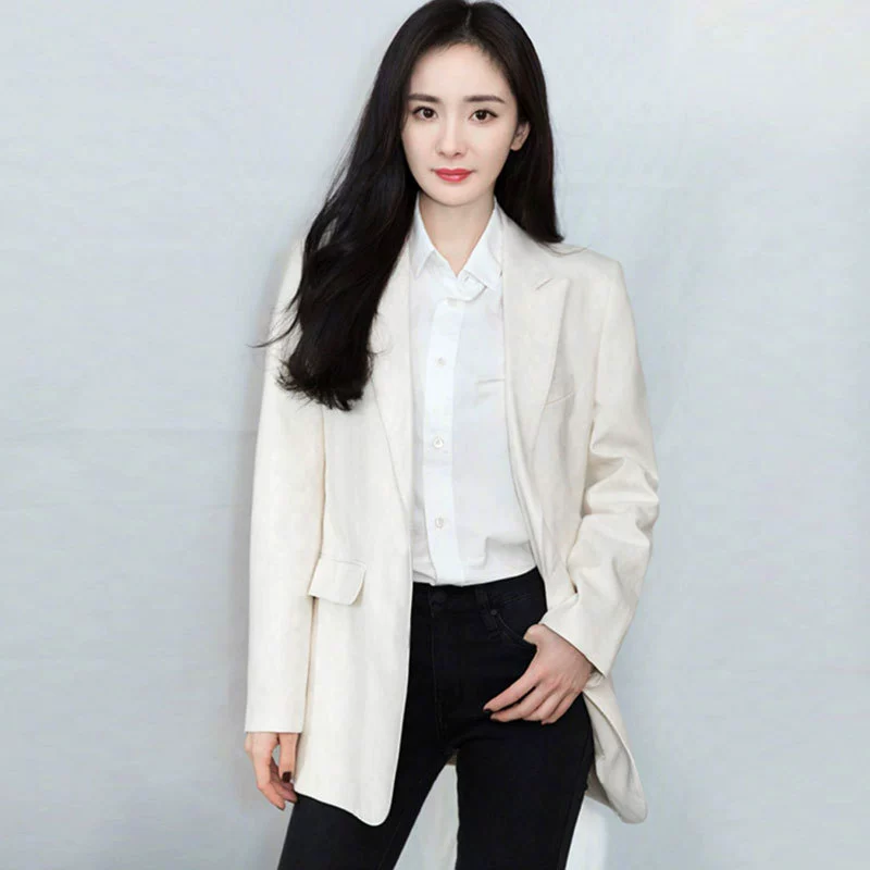 2023 Весна и осень Новый плюс размер женской одежды знаменитости онлайн красный такой же стиль пухлые девушки пиджак [1221 в наличии]