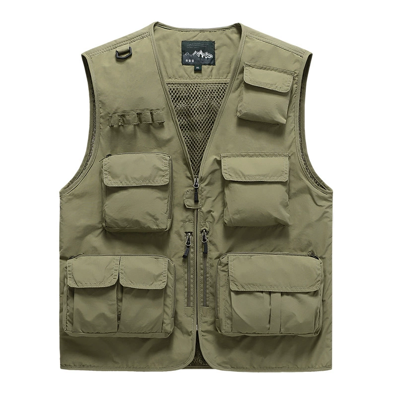 Новый летний мужской повседневный уличный съемный многофункциональный сетчатый быстросохнущий жилет с несколькими карманами для путешествий и фотографий