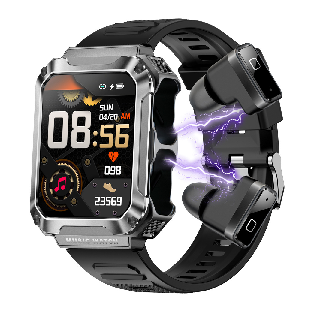 Transfronterizo T93 presión arterial frecuencia cardíaca monitoreo de oxígeno en sangre deportes reloj inteligente TWS auriculares bluetooth reloj inteligente dos en uno