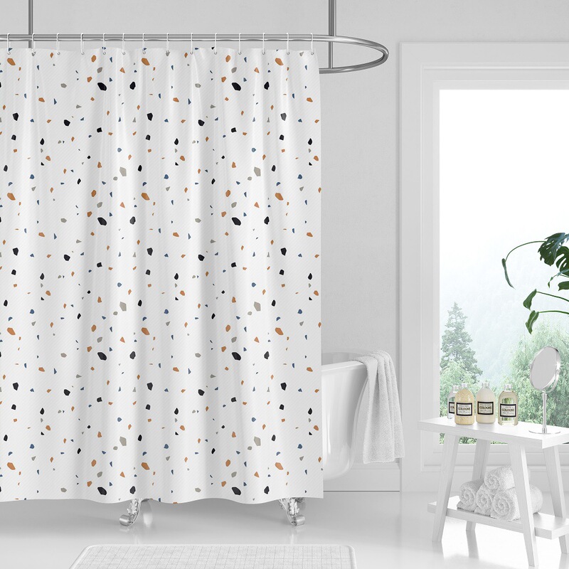 Bathroom Thickeneded Shower Curtain Cloth Mildew-Proof and Waterproof Shower Curtain Set No Punching Bathroom Partition Curtain Door Curtain Window Hanging Curtain
