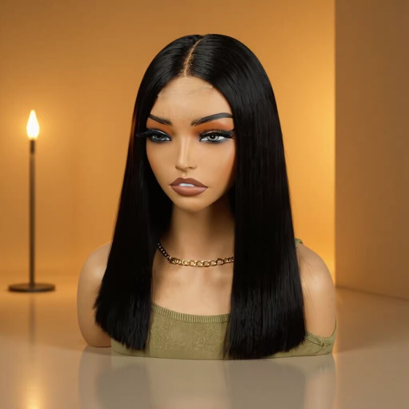 2*6 Bob Wig Vietnamese Real Human Hair Bone Straight Short Style Shoulder-Length Wig One-Length Cut Hairstyle Bone Straight