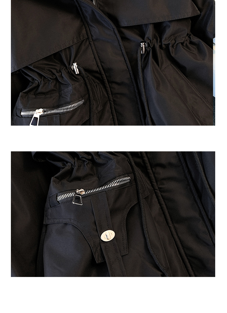 Women's Gender Zipper Design Elegant, British Style Style Women's Elegant British Style Solid Color Zipper Zipper Coat Cotton Clothes