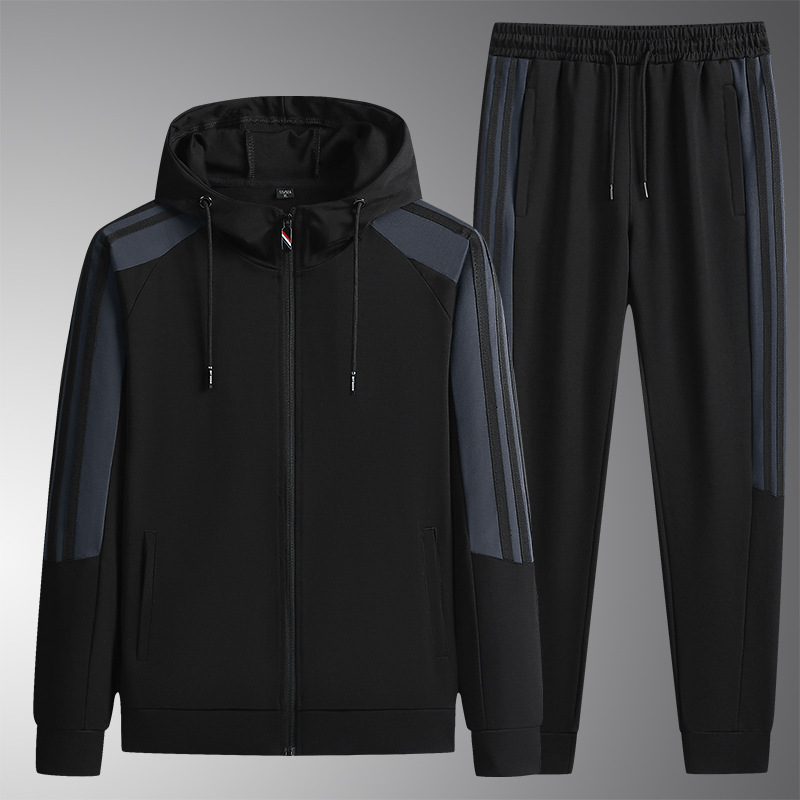 Primavera y otoño con capuzas juego casual hombre suelto camiseta hombre otoño nuevo juego de fitness de mediana edad dos piezas image 9
