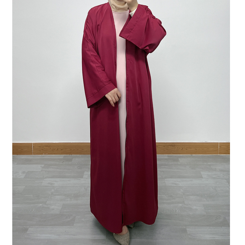 F390 Cross-Border Foreign Trade Middle East Dubai Women's Solid Color Zipper Cardigan Robe In-Stock Fashionable Loose_ecoleips.com