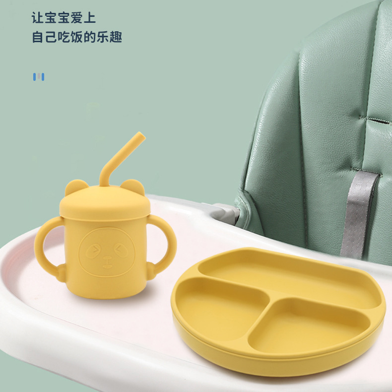 Taza de paja para niños taza de silicona taza de agua de Panda