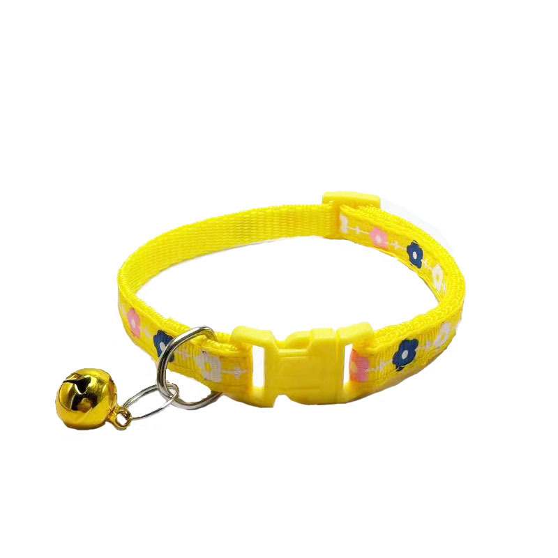 Amazon mascotas transfronterizas al por mayor collar de mascotas flor impresión collar de campana collar de perro gato collar en stock