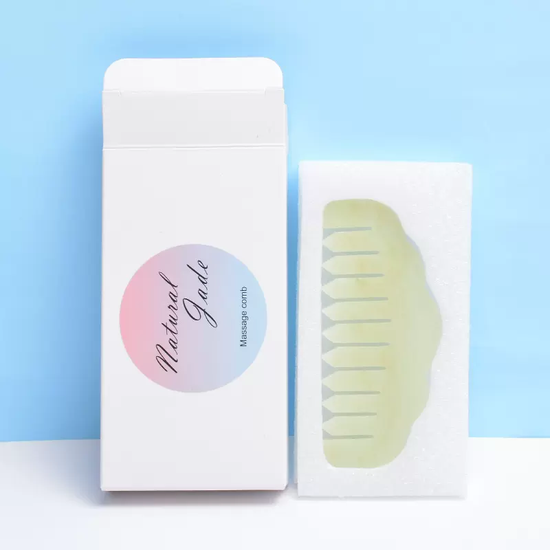 岫玉头梳玉石把手梳子多规格按摩舒经络保健玉梳复古潮流玉刮痧板