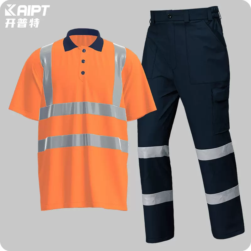 跨境夏季速干工作服男拼色荧光透气印字t恤工装加油站汽修文化衫