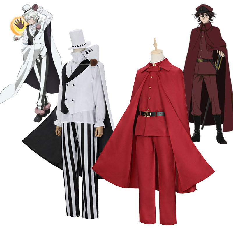 2023 Bungo Stray Dogs Season 4 cosplay featuring Osamu Dazai, Chuuya Nakahara, Suehiro, and Gogol.