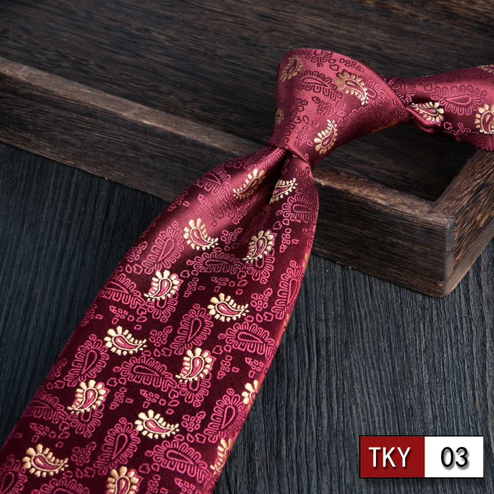 Corbata hombre vestido de negocios profesionales vino rojo novio casamiento Jacquard 8cm mano nueva tendencia spot