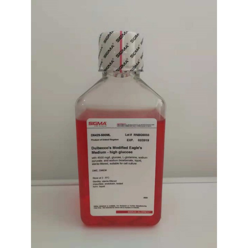 SigmaD6429DMEM高糖，含L谷氨酰胺 丙tong酸钠和NaHCO3 ，500ml