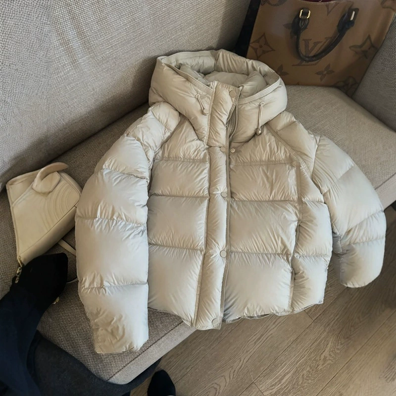Майрад карри короткий маленький пуховик с капюшоном женский зимний 2024 новый белый утка пуховик толстый пиджак
