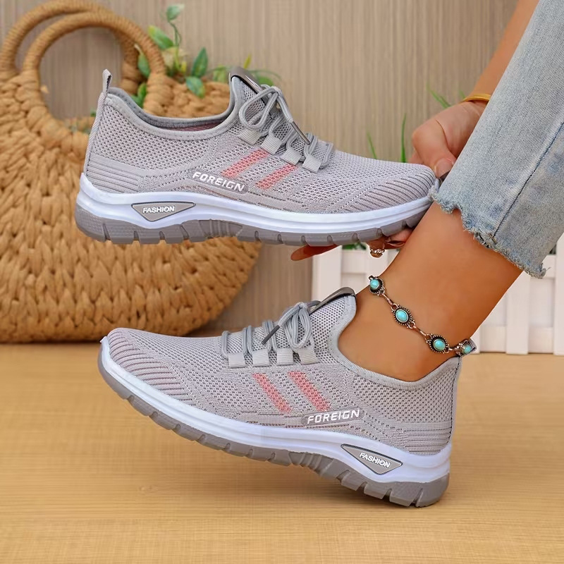 Zapatos de mujer, zapatos casuales de tela de primavera, zapatos de malla transpirables, zapatos cómodos, zapatos de mujer con suela gruesa, zapatos universales