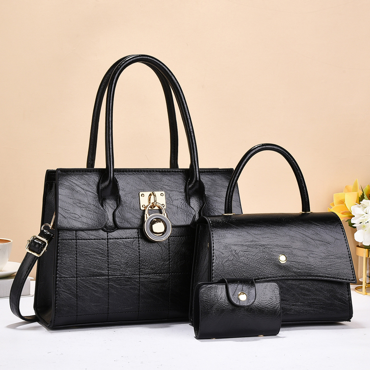 Bolso de mujer ocio estilo transfronterizo retro bolso de niños 2025 primavera nueva combinación de bolsos de tres piezas de bolso de gran capacidad