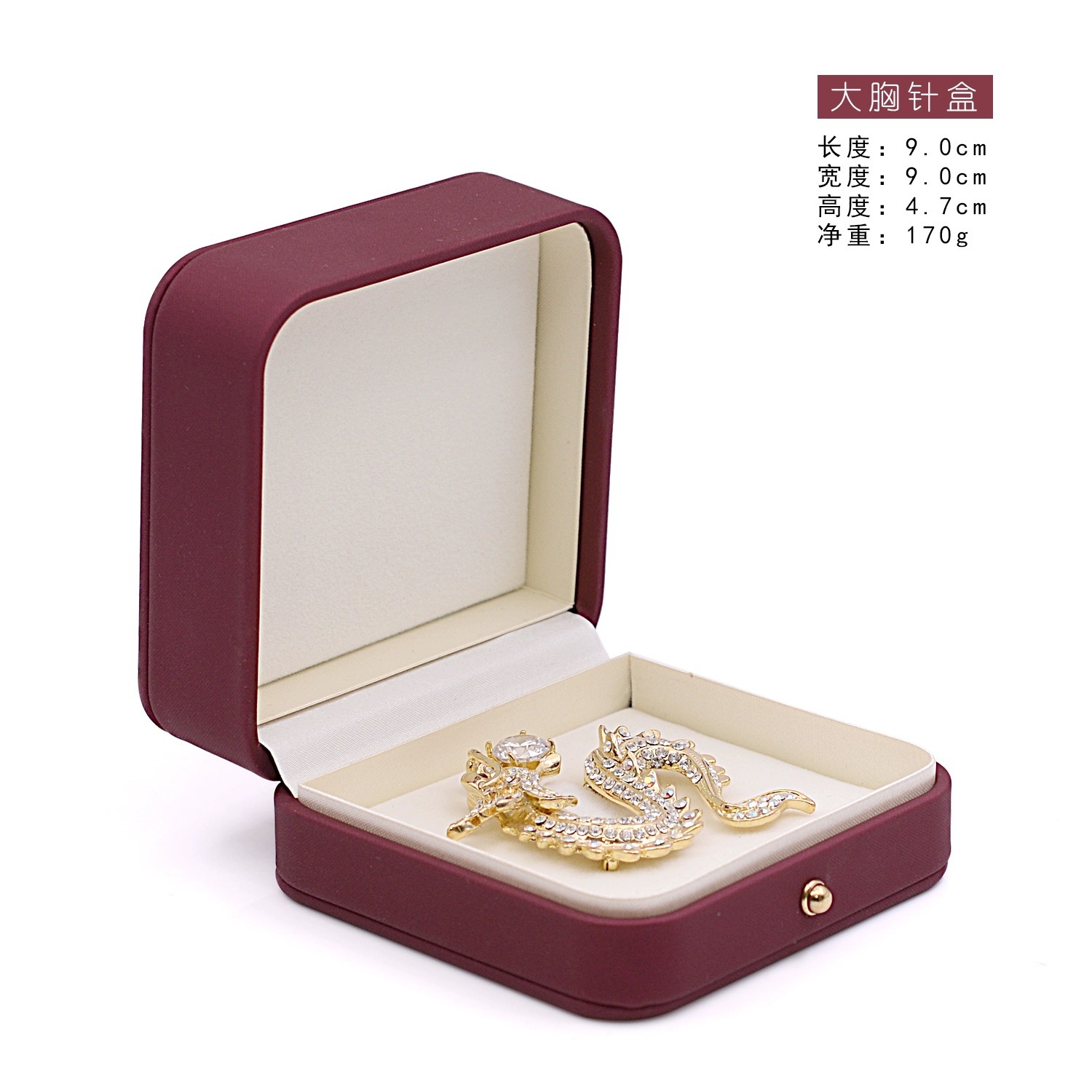 Caja de broche de botón de oro Caja de medallas Caja de embalaje de joyas Caja de anillo ancho Caja de insignia puede imprimirse en pequeñas cantidades Logo