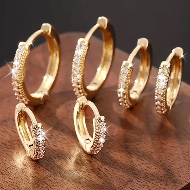 【Copper Micro-Inlay】Cross-Border Hot-Selling Full Diamond Circle Earrings, Fashionable, Simple, High-End, Personalized, Versatile Ear Accessories