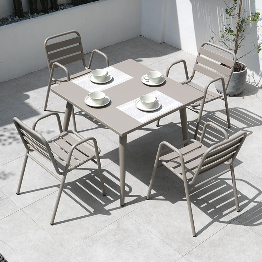 Outdoor table and chair coffee set, leisure combination, courtyard garden terrace, aluminum structure, weather-resistant, simple outdoor furniture