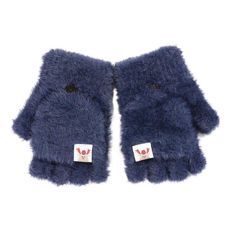 Medio dedo cubierto guantes de felpa de otoño e invierno Flip guantes de punto caliente engrosada cubierta de la bolsa fabricantes de fugas dedo imitación visón terciopelo