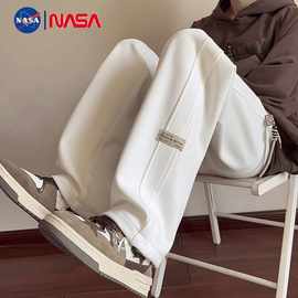 NASA联名白色裤子男休闲裤2024新款潮牌宽松男生秋季运动重磅卫裤
