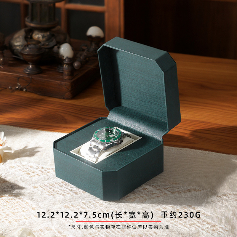 원목 무늬 시계 보관함, 다크 그린