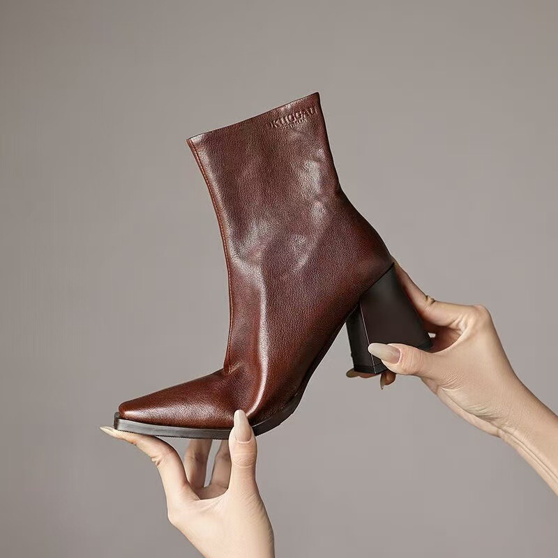 Sister Ran's Clearance Sale~~~ 7cm Soft Sheepskin Square-Toe High-Heeled Martin Boots for Women, Soft Leather Slim-Fit Chunky Heel Ankle Boots Sister Ran's Clearance Sale~~~ 7cm Soft Sheepskin Square-Toe High-Heeled Martin Boots for Women, Soft Leather Slim-Fit Chunky Heel Ankle Boots