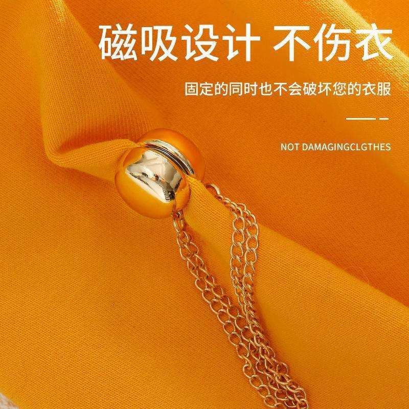 고급 마그네틱 의류 코너 버클 허리 목 클립 바지 피트 이중 목적 안티 러닝 실크 스카프 매듭 버클 고정 입 컬링