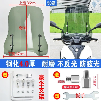 Motorcycle front windshield – tempered glass, wear-resistant shield - brown-40-thick-50-high-luxury-stand-comes-with-a-wrench
