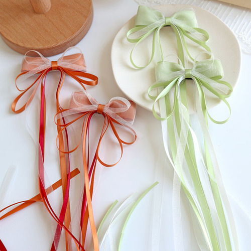 New Chinese style streamer bow children's hairpin Hanfu girls headwear accessories tassel braided hair bow
