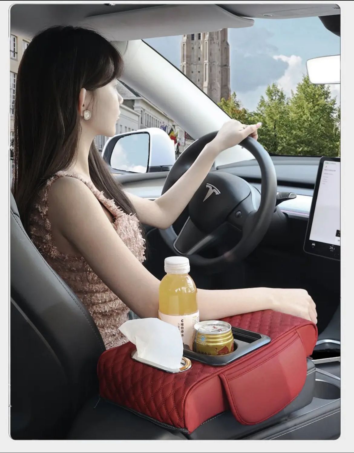 Car Central Tissue Box Integrated Multifunctional Armrest Box Car Cup Holder Phone Storage Pad Armrest Box Heightening Pad