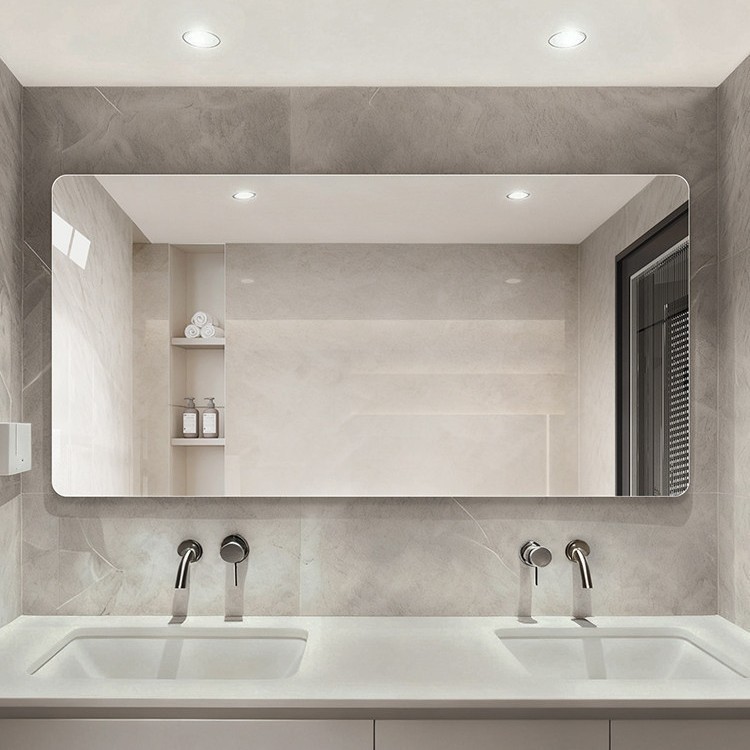 Wall-Mounted Glass Mirror Frameless Bathroom Mirror Bathroom Wall-Mounted Washbasin Toilet Bathroom Mirror Washbasin Silver Mirror