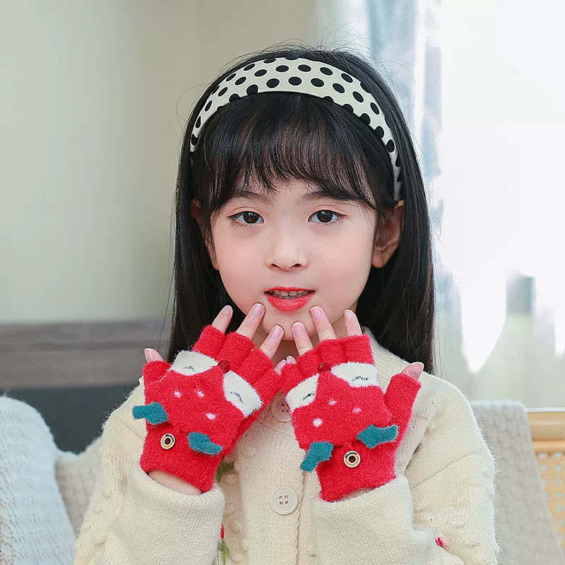 Demi-season children's warm gloves for early age, fingerless