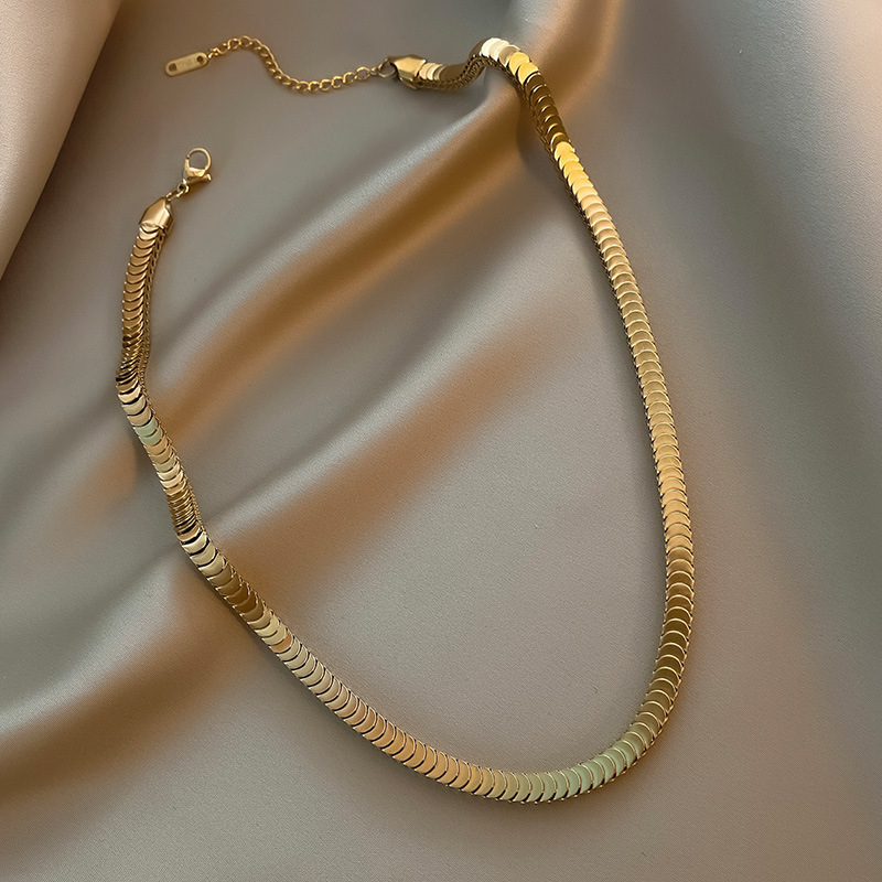 British Style Geometric Titanium Steel Metal Chain Necklace 1 Piece