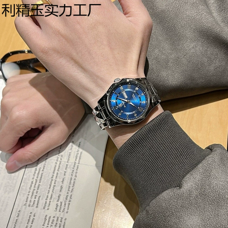 2025 Новые швейцарские часы для мужчин, водонепроницаемые, с люминесцентным циферблатом, двойным календарем, высококачественные повседневные мужские часы с кварцевым механизмом и стальным браслетом