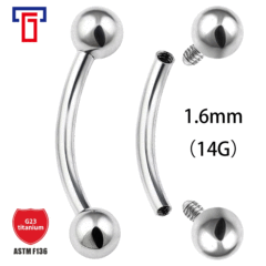 G23 Titanium inner tooth titanium ball belly button ring navel nail 14G (1.6mm) eyebrow nail piercing jewelry