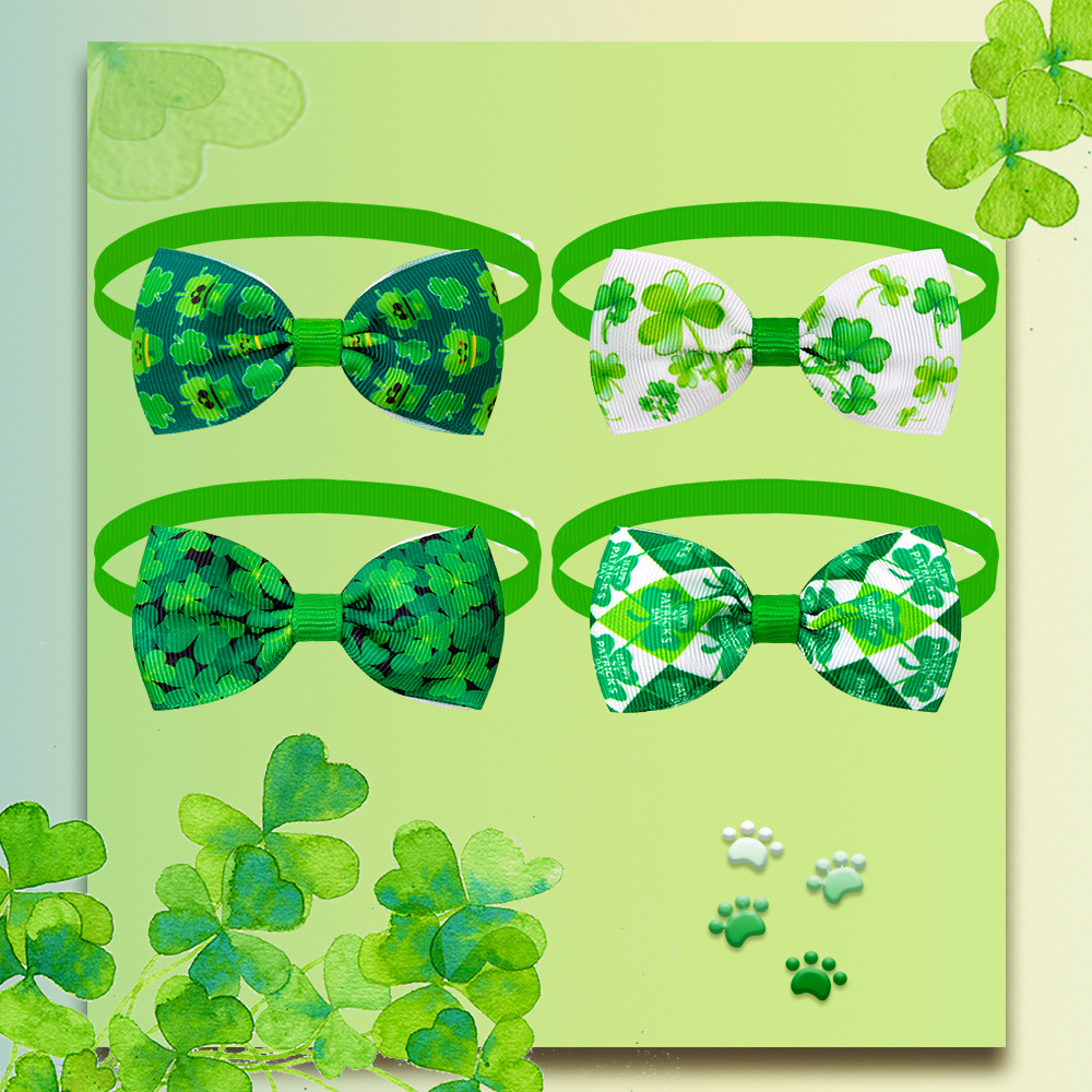 Simple Style Classic Style Ribbed Band Four Leaf Clover Pet Accessories display picture 3