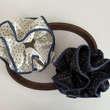 韩系牛仔边时尚波点大肠发圈女高级感低马尾头花双层大号秋冬发饰