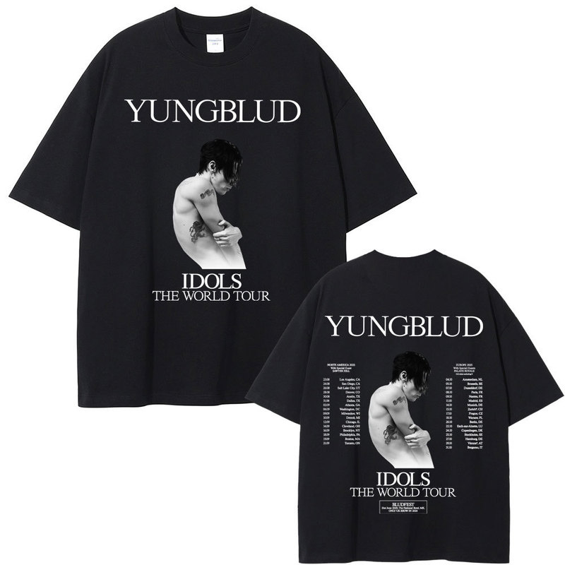 Yungblud Idol World Tour 2025 T-Shirt Men's and Women's Casual Cotton Retro Short-Sleeved T-Shirt Men's Fashion Rock t Yungblud Idol World Tour 2025 T-Shirt Men's and Women's Casual Cotton Retro Short-Sleeved T-Shirt Men's Fashion Rock t