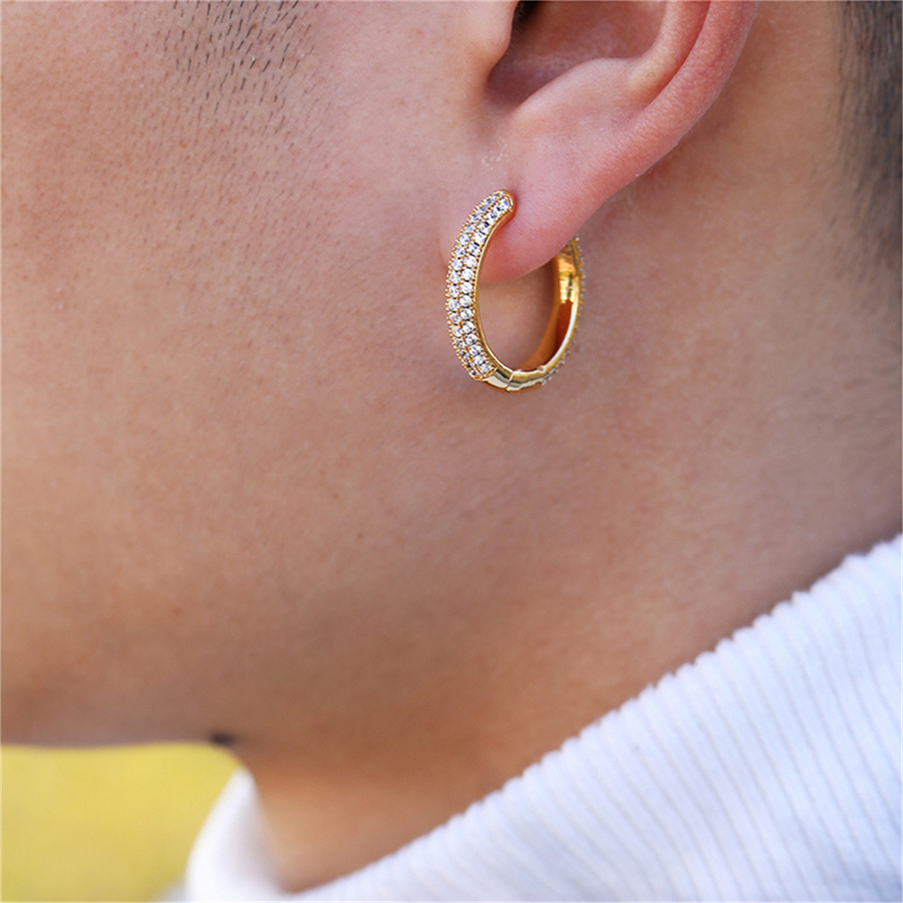 Brand big hoop earrings hip-hop style with zircon